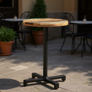 Mesa de Bistró de Madera Reciclada, Diseño Industrial Redondo, para Uso en Restaurantes, Mueble Comercial Compacto y Duradero - Product Image 2