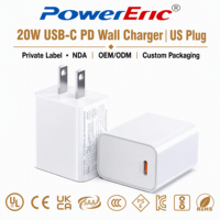 Chargeur mural rapide USB-C PD 20W avec protection OTP et OVP pour téléphone et montre connectée