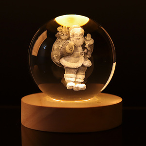 Khuyến mãi nóng! Quả cầu pha lê laser 3D 6cm 8cm, đế gỗ, nhiều họa tiết, trang trí Giáng sinh, hệ mặt trời, tình yêu - Product Image 1