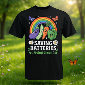 T-shirt végétarien et végétalien pour protéger les batteries et respecter l'environnement - Product Image 3