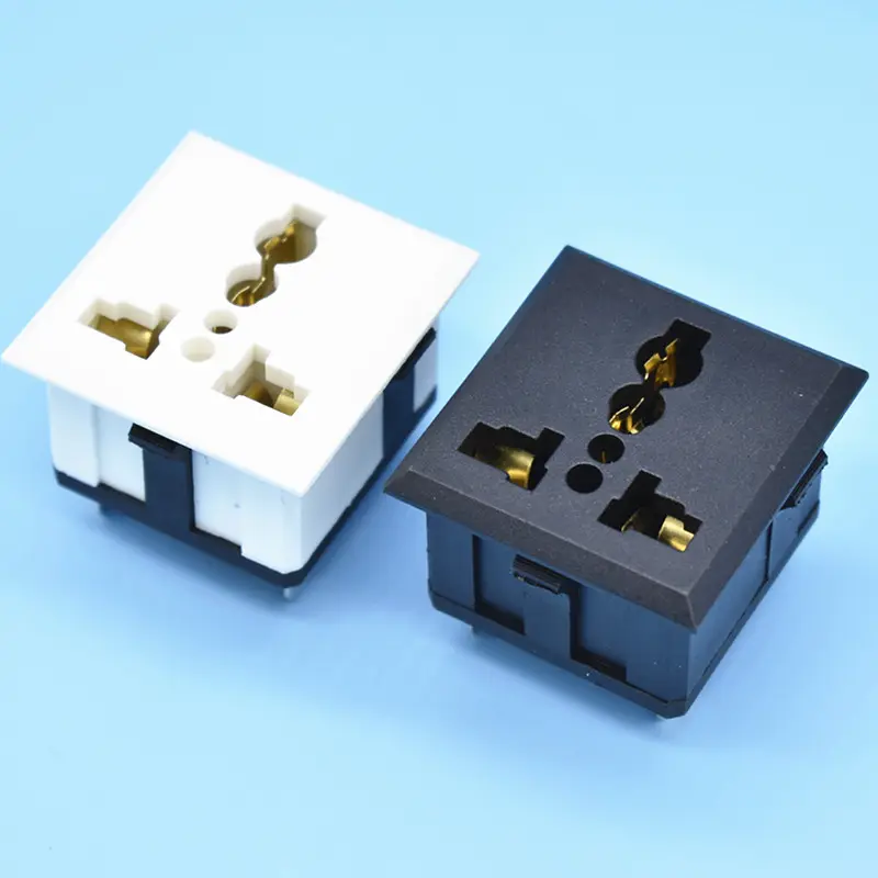 Black / White 16A 250V AC Plug Input Female Jack Adapter Wall Socket