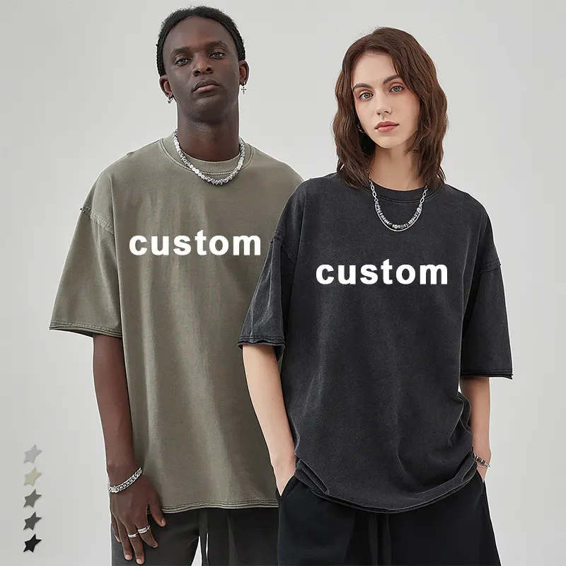 Unisex Heavy Weight Acid Wash Loose T-Shirt Custom Graphic Tees Women High Quality T Shirt Men's Oversize T-Shirt