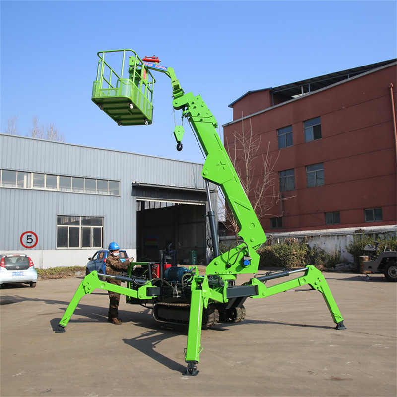 spider crane with man basket and jib