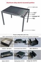 Pérgola de Aluminio con Techo de Láminas Motorizadas PAIYAHAO, Ecológica, Moderna, Minimalista, Impermeable, Cubierta para Patio Exterior con LED