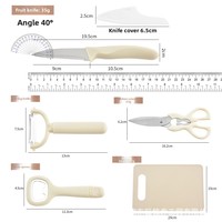 Ensemble de 5 ustensiles de cuisine durables en acier inoxydable ambidextres avec manches en plastique, couteau à fruits, ciseaux de cuisine, ouvre-bouteille