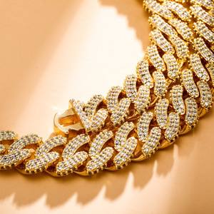 Hip Hop Full Encryption Rhombus <b>Chain</b> Copper Unisex European American Hot Sale <b>Cross</b>-border New Street - Product Image 1