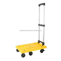 Chariot à main pliable léger, chariot à bagages pliable avec 6 roues pivotantes, chariot utilitaire avec poignée réglable