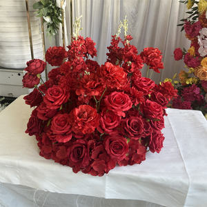 Centro de Mesa Circular con Flores de Seda Rojas GreenLife, Gran Venta, para Decoración de Mesa de Boda - Product Image 4