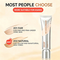 Fond de teint liquide DRDP Air Foundation, couvre et dure toute la journée, tenue fixe, fini mat naturel, effet soft-focus, convient aux peaux mixtes à grasses, authentique