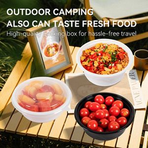 Contenants ronds en plastique PP de 500 ml pour salades à emporter, compatibles micro-ondes, <span class=keywords><strong>sans</strong></span> BPA, empilables, avec couvercle transparent, bol à soupe épaissi - Product Image 3