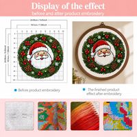 Kit de broderie au point de croix pour couronne de Noël avec Père Noël, ensemble de bricolage pour broderie artisanale