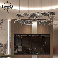 Lustre suspendu en verre et métal style lave pour intérieur, LED, couleur personnalisable, installation facile, DIY pour villa, salle à manger, escalier