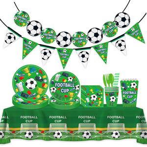 Artículos para Fiesta de Fútbol, Juego de Vajilla, Pancarta, Mantel, Platos de Papel Desechables, Cubierta de Mesa, Decoraciones para Fiesta de Fútbol con Palomitas de Maíz - Product Image 1