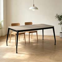 Petite table à manger moderne en mélamine avec pieds en métal, style industriel, compacte, rectangulaire, pour cuisine, 2 à 4 places, appartement, salle à manger