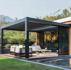 Auvent de porte coulissante électrique intelligent en gros, gazebo français d'extérieur, <span class=keywords><strong>pavillon</strong></span> en aluminium imperméable, bâtiments de jardin - Product Image 2