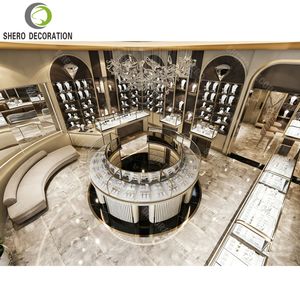 Meubles de magasin de bijoux de luxe sur mesure, comptoir d'exposition en verre courbé haut de gamme, comptoir d'exposition pour bijouterie. - Product Image 2