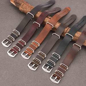 Correas de reloj largas hechas a mano de cuero genuino de cera de aceite italiano 1 pieza correa de reloj - Product Image 1