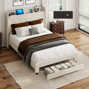 Letto Moderno di Lusso Professionale con Doppi Cassetti <span class=keywords><strong>e</strong></span> Hub USB Integrato, con Testiera Regolabile per Hotel - Product Image 1