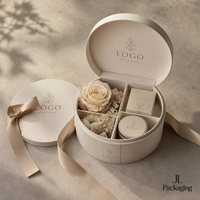 Boîte à fleurs pour cadeaux de mariage haut de gamme, boîte ronde personnalisée avec logo imprimé, ruban, emballage cadeau de luxe, souvenir de fête, présentation