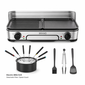 <span class=keywords><strong>Grill</strong></span> électrique antiadhésif en promotion avec plaque amovible, idéal pour l'intérieur et l'extérieur, type Teppanyaki avec protection anti-éclaboussures - Product Image 1
