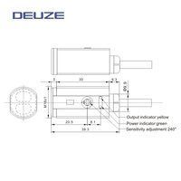 PAH18CK20N3 DEUZE M18 IP67 NPN/PNP NO/NC Distance de détection 10 ~ 200mm Type BGS Capteur photoélectrique cylindrique