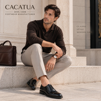 Chaussures habillées italiennes en cuir PU à lacets pour hommes CACATUA, marron, pour mariage, bureau, respirantes, rehaussantes