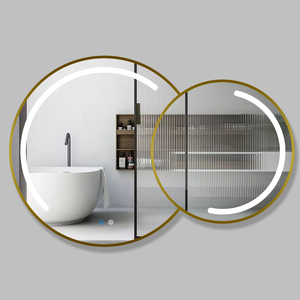 Fullkenlight phòng tắm lớn gương chống sương mù vàng khung xung quanh chiếu sáng <span class=keywords><strong>LED</strong></span> Gương phòng tắm cho đôi Vanity - Product Image 1