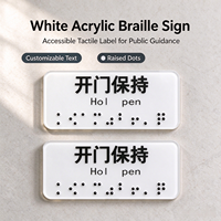 Plaque d'identification tactile en braille en acrylique blanc, points braille en relief, texte personnalisable, taille sur mesure, multi-scènes