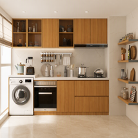 Meuble de cuisine mural moderne et écologique avec porte en bois massif finition laquée, prêt pour l'évier, idéal pour les villas