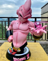 Statue Buste Dragon Majin Buu Anime GK en Résine Peinte à la Main Design Artistique Échelle 1/1 Base LED Effet Énergétique pour Décoration Intérieure