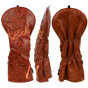 Housse de tête de driver de golf Clover en cuir marron, doublure en peluche personnalisée, accessoires de golf, housses de driver en cuir PU - Product Image 3
