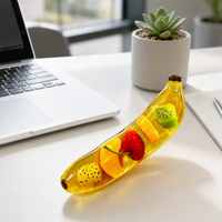 Jouet Squishy Géant Banane Souple Transparent avec Remplissage Fruité, Jouet Sensoriel Anti-Stress pour Enfants et Adultes