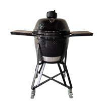 Barbecues en céramique de haute qualité, 22 pouces, noir brillant, pour fumer au charbon de bois, pour l'extérieur
