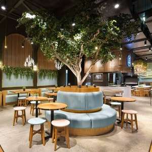 Meubles de café personnalisés - Banquette ronde en cuir PU pour restaurant, librairie et club, chaises et tables de restaurant - Product Image 1