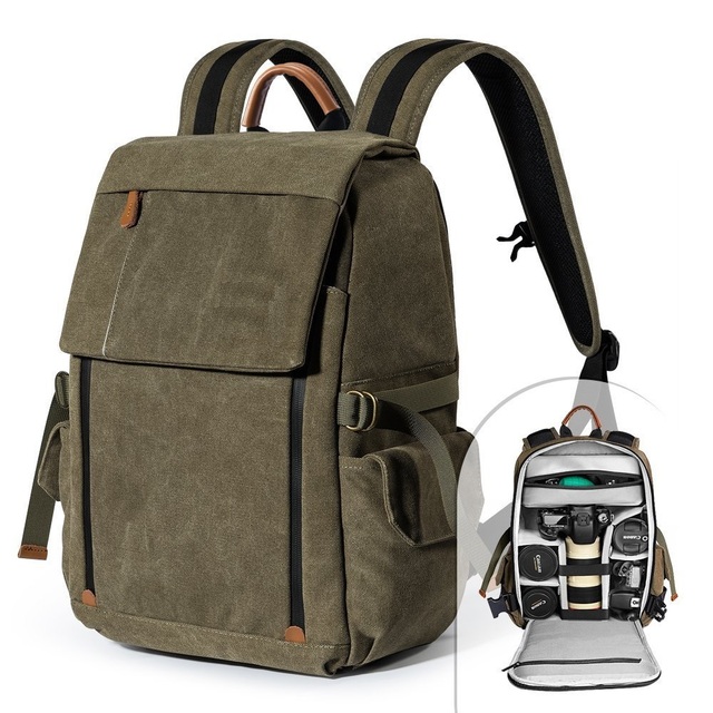 Vintage Camera Backpack Canvas Professional Camera Bag for Laptop and Other Digital Camera Accessories