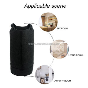 Panier à linge portable en feutre noir durable avec logo personnalisé pour jouets et vêtements sales – Vente en gros - Product Image 6