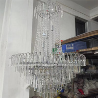 Lustre de Mariage Moderne de Luxe Doré 19/23 Lumières, Grand Lustre en Cristal Acrylique, Suspensions pour Hall d'Hôtel et Salon