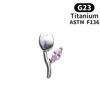 Anting-anting tusuk bunga kristal titanium Getta F136, ulir dalam, untuk tulang rawan telinga, unisex, anak-anak, desain sederhana nan indah, DIY