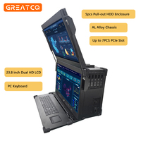 Boîtier de serveur d'ordinateur industriel robuste Portable châssis poste de travail Stock double écran 23.8 pouces 5-PCS 3.5 pouces HDD