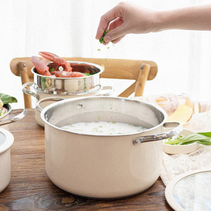 304 Thép Không Gỉ Cổ Điển 4-Mảnh Đồ Nấu Nướng <span class=keywords><strong>Set</strong></span> Rõ Ràng Glass Có Nắp Đậy Không Dính Cảm Ứng Khí Sẵn Sàng Tùy Chỉnh Màu Sắc Biểu Tượng Lò - Product Image 4