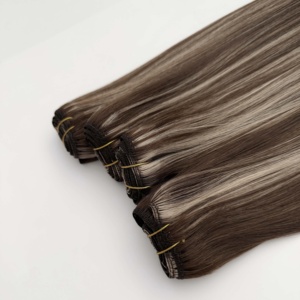 Wholesale Virgin Hair Manufacturers <b>Cheap</b> Natural Straight Blackdark Brownlight Brown Thick Machine Weft Hair <b>Extension</b> - Product Image 4
