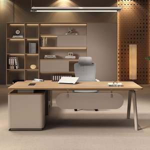 Conjunto de Escritorio y Silla Ejecutiva Moderna Minimalista, Muebles de Oficina Individuales, Escritorio Gerencial Resistente a las Manchas, Uso Comercial - Product Image 1