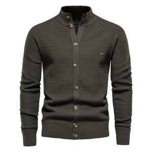 Suéter para hombre, cárdigan, primavera Otoño, ropa para hombre, suéteres de punto de manga larga con cuello de pie de <span class=keywords><strong>Color</strong></span> sólido grande para hombre - Product Image 2