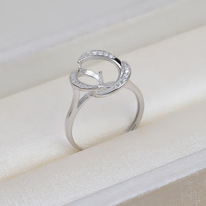 Bague ouverte en argent S925 pour femme avec perle réglable de 9 mm, support d'accessoires DIY, taille 195, bagues à perles - Product Image 4