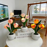Lampu Bunga Tulip Buatan USB LED Lampu Malam Pot Bunga Lampu Meja Dekorasi Rumah Kamar Tidur Pesta Hadiah