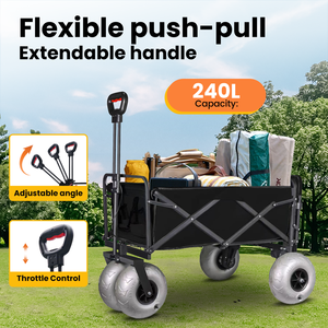 Chariot de plage multifonctionnel portable et pliable OEM ODM, chariot électrique rechargeable à grandes roues, structure en maille, outils - Product Image 2