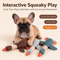 Accessoires pour animaux de compagnie Jouet à mâcher interactif pour chien Jouet en peluche pour chiot Jouet à mâcher couineur en forme d'oie pour chien