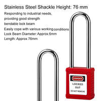 Cadenas Loto 76 mm en acier, à clé identique, multicolores, haute sécurité, avec clé maîtresse, certifié CE, pour la sécurité industrielle (Lockout-Tagout)