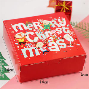 14*14*5cm Hola Navidad DIY regalo embalaje caja de papel de almacenamiento mate laminación carpeta estilo para caramelo Chocolate galleta pastel - Product Image 1