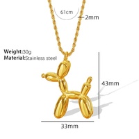 Vente chaude ballon chien animal collier en acier au titane plaqué or véritable 18 carats mignon collier pendentif chien en trois dimensions